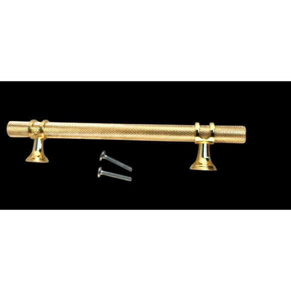Gold Textured Knurled Drawer Pull Handle 5-Inch Hole To Hole With Mounting Screw - Picture 8 of 8